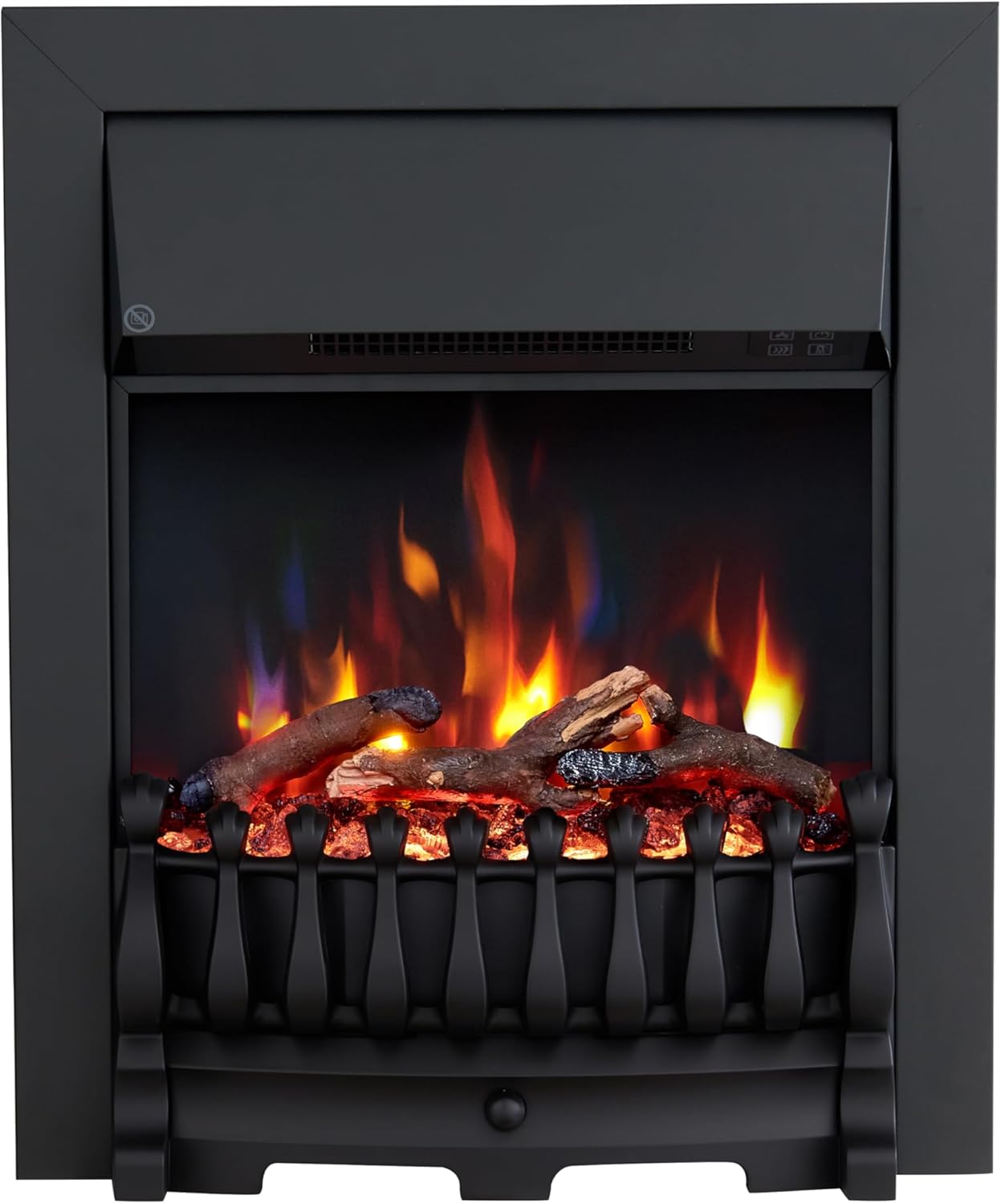 Verona 16’’ Fireplace Insert, 2000W Heater, Black Trim with Spacer, Blenheim Fret, 9 Colour Flame Effect, Remote Control