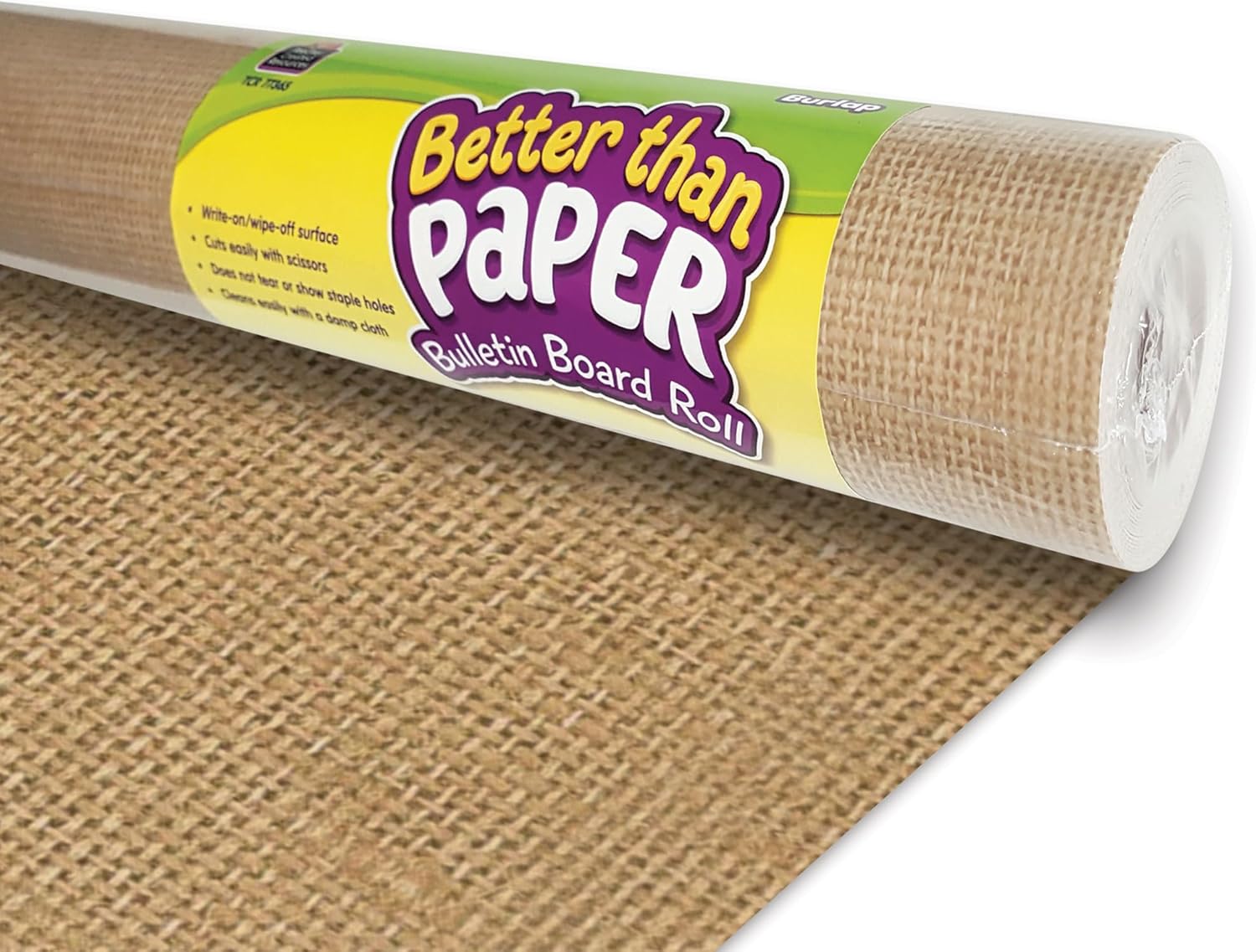 Teacher Created Resources TCR77365 Better Than Paper Bulletin Board Roll, 4 Ft X 12 Ft, Burlap