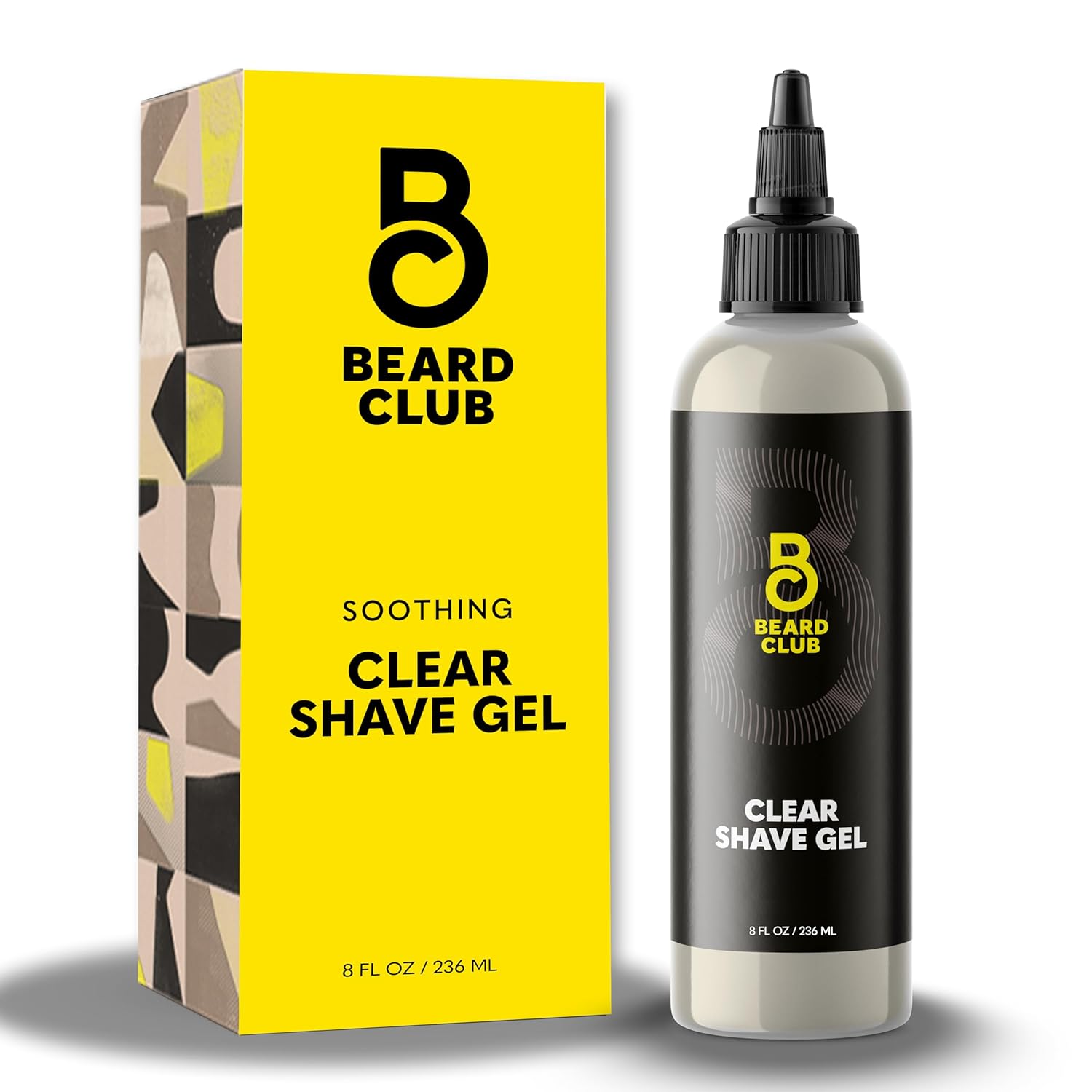 The Beard Club Clear Shaving Gel for Men – Hydrating Mens Shave Cream for Sensitive Skin – Precise Line Ups & Smooth Shaving – Transparent Shave Gel for Men – Sativa Seed, Licorice & Radish Root 8oz