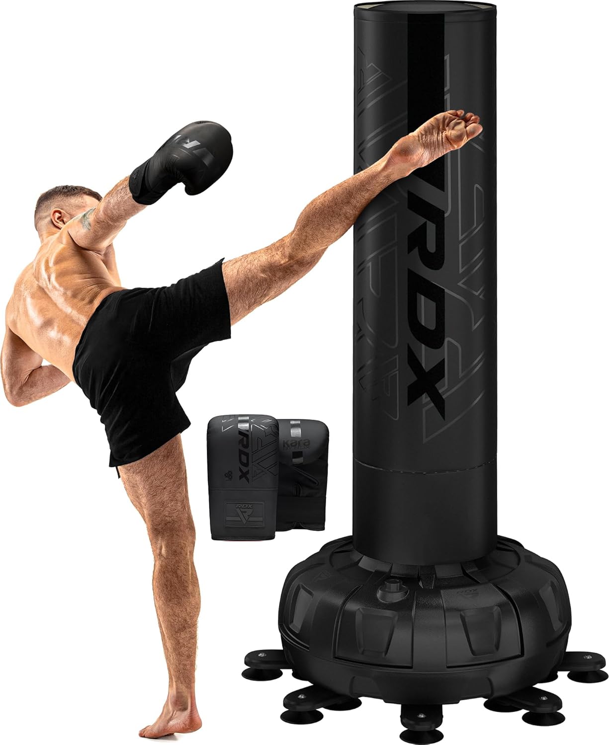 RDX XXL 150KG 6ft Free Standing Punch Bag with Gloves - Heavy Pedestal Bag with Stand for Kickboxing, Boxing, MMA, Muay Thai Karate, Adult Freestanding Punching Bag for Office Gym Home Fitness Workout