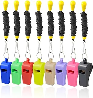 Whistle 8 Pack Plastic Whistles for Adults, Sports Whistle Bulk Loud Crisp Sound Whistle Ideal for Coach, Referee, Teachers, Lifeguard, School, Soccer, Emergency(Multicolor)