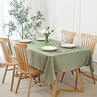maxmill Faux Linen Texture Tablecloth Stain Resistant Waterproof Wrinkle Resistant Table Cloth, Fabric Decoration for Dining Room Banquet Parties Dinner, Rectangle 60 x 120 Inch, Sage Green