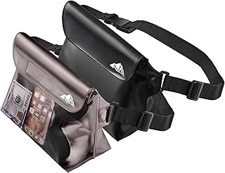 HEETA 2-Pack Waterproof Pouch with Waist Strap, Screen Touchable Dry Bag with Adjustable Belt for Phone Valuables for Swimming Snorkeling Boating Fishing Kayaking
