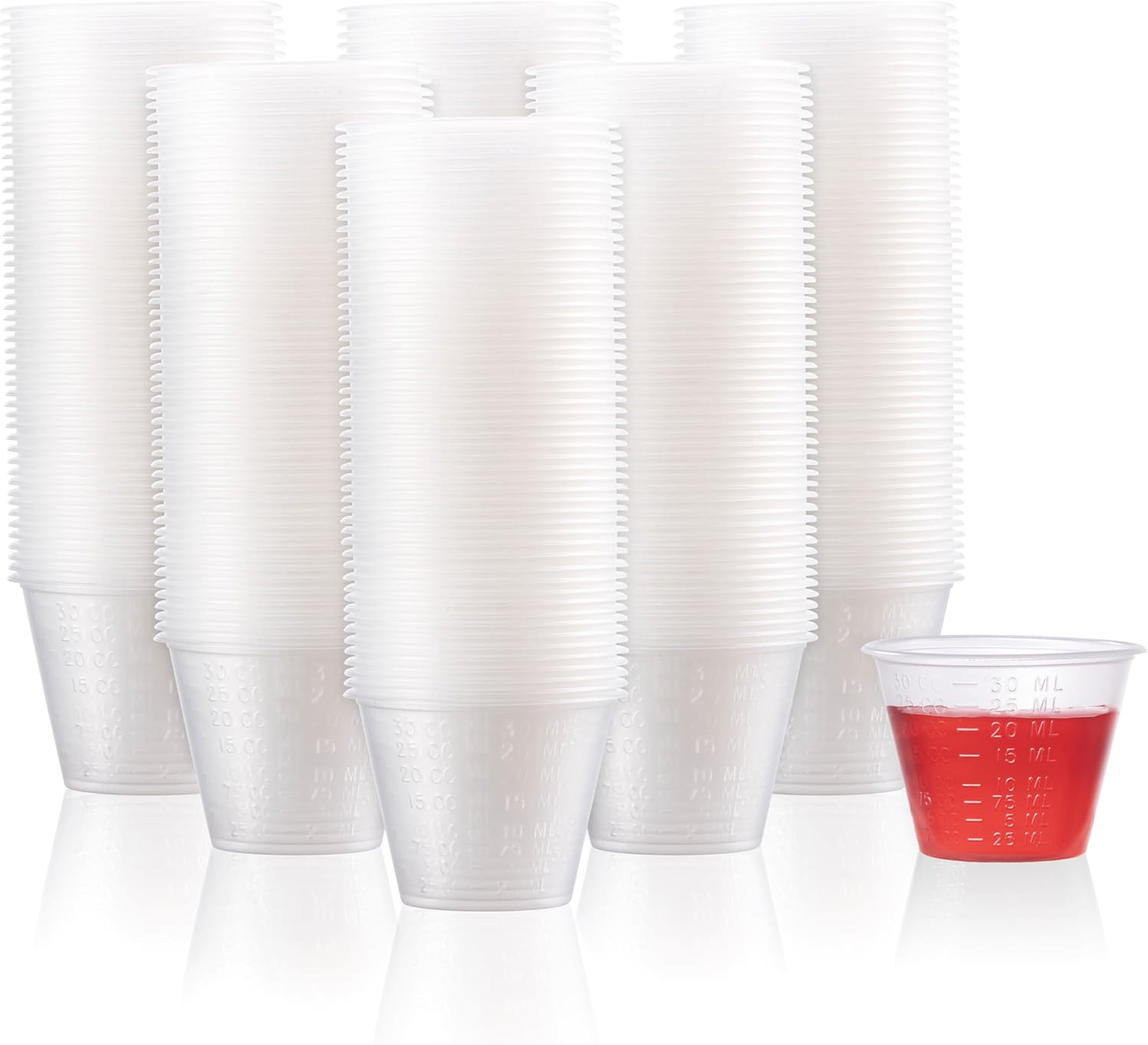 Graduated 1 oz. Plastic Medicine Cups, Detailed Liquid Measurements for Medications, Clear Containers, Disposable or Reusable, Supports Adults and Children (1 oz, 200, Count)