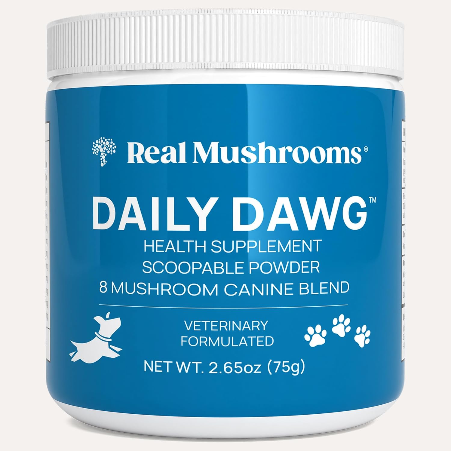 Real Mushrooms Whole Dog Health – Functional Mushroom Blend for Dogs with Lion’s Mane, Cordyceps, Turkey Tail, Reishi, Shiitake for Overall Wellbeing of Dogs – 2.65 oz Powder Supplement