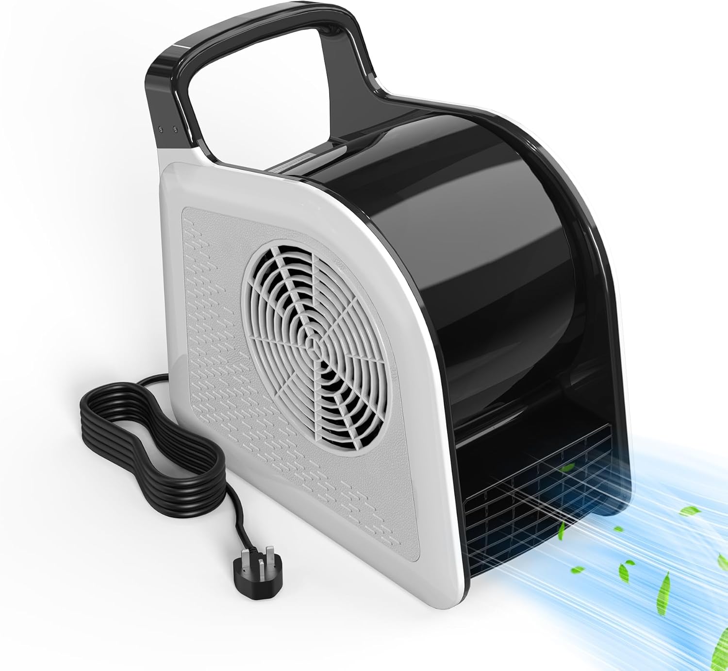 Huilynsen Blower Fan - Carpet Dryer for Cooling and Ventilating, Indoor Air Mover Blower Fan with 3 Speeds, 1 AC Outlet for Gym, Floor, Garage, Shop, White