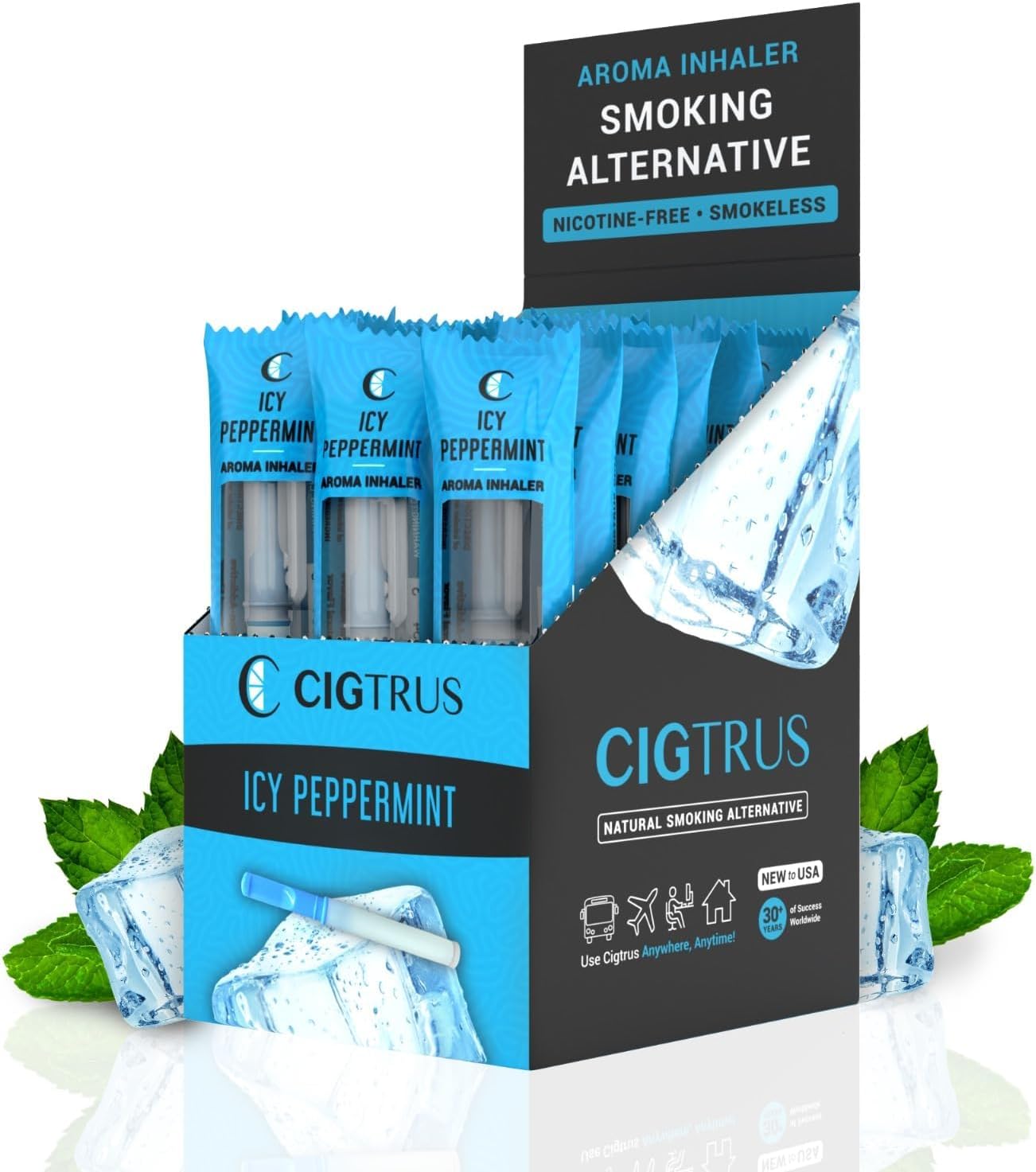 Cigtrus Craving Relief Inhaler, Natural Quit Smoking Substitute, Nicotine & Tobacco-Free, Cigtrus Non-Electric Solution (ICY Peppermint) - 20 Piece
