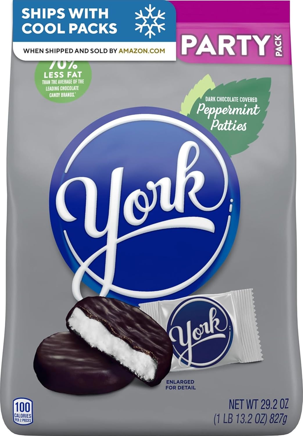 YORK Dark Chocolate Peppermint Patties, Candy Bulk Party Pack, 29.2 oz