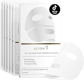 ISTON 6 Pack Bio-Collagen Real Deep Anti Wrinkle Lifting Mask,Overynight Hydrating Face Mask for All Skin Types -Pore Minimizing,Elasticity Enhancing,Firming,Moisturizing