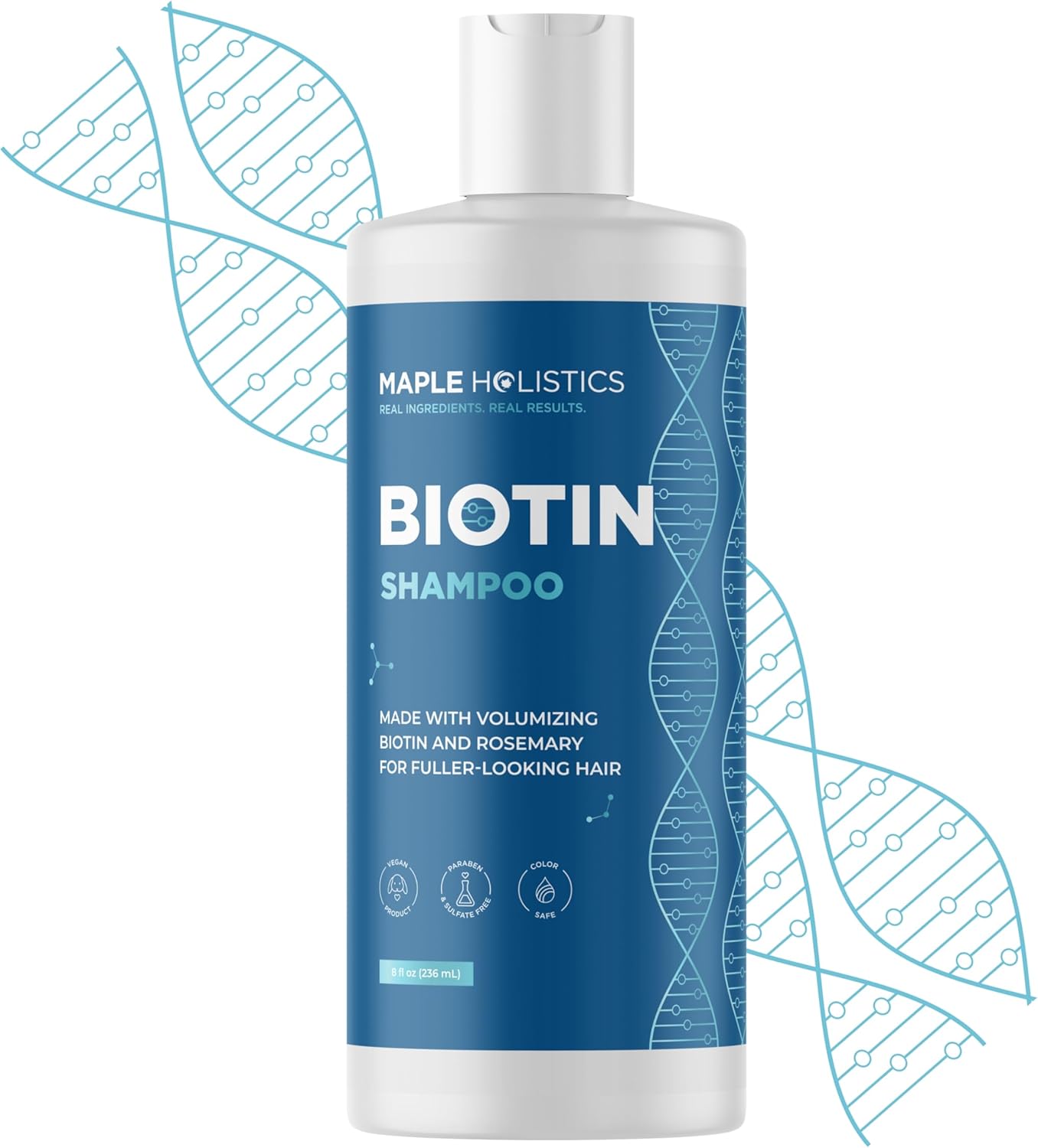 Maple Holistics Biotin Shampoo for Hair Growth B-Complex Formula for Hair Loss Removes DHT for Thicker Fuller Hair Anti Dandruff Formula with Zinc Tea Tree Oil Extract Jojoba Oil Argan Oil 8 oz