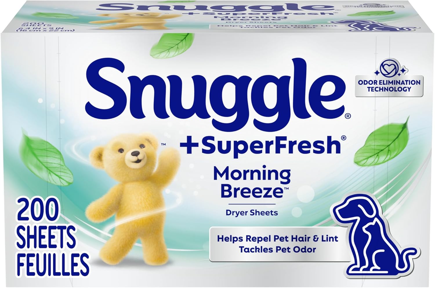 Snuggle Plus SuperFresh Fabric Softener Dryer Sheets with Static Control and Odor Eliminating Technology, Original, 200 Count