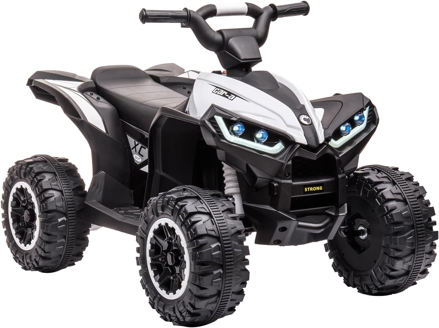 Kids ATV, 12V Ride On Toy ATV, Battery Powered 4 Wheeler Quad Car, Electric ATV with Remote Control, Music, Horn, Monitor Display, LED Lights, Treaded Tires for Toddlers 3-6, White