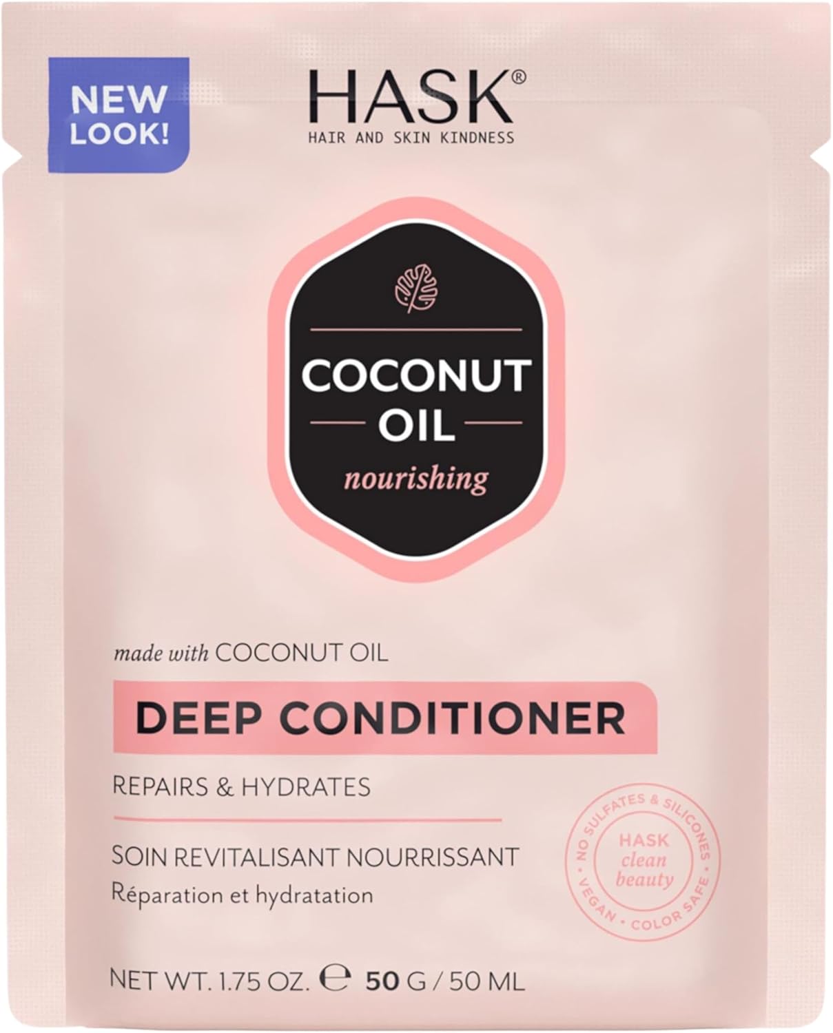 HASK Coconut Deep Conditioner Treatment, nourishing for all hair types, colour safe, and cruelty-free - 1 50mL Packette