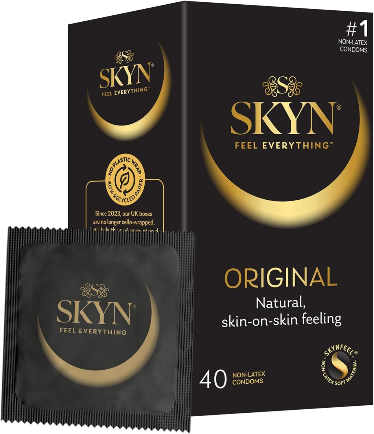 SKYN Original Condoms (Pack of 40) SKYNFEEL Latex Free Condoms for Men