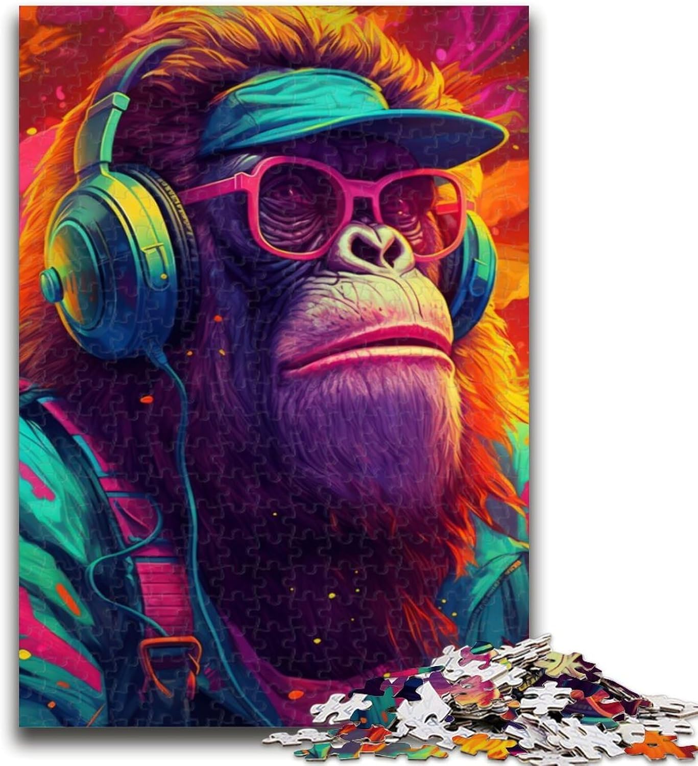 Jigsaw Puzzles for Adults 1000 Piece Gorilla Hop Stress Reliever Difficult Challenge Suitable for Desktop Decoration 26x38cm