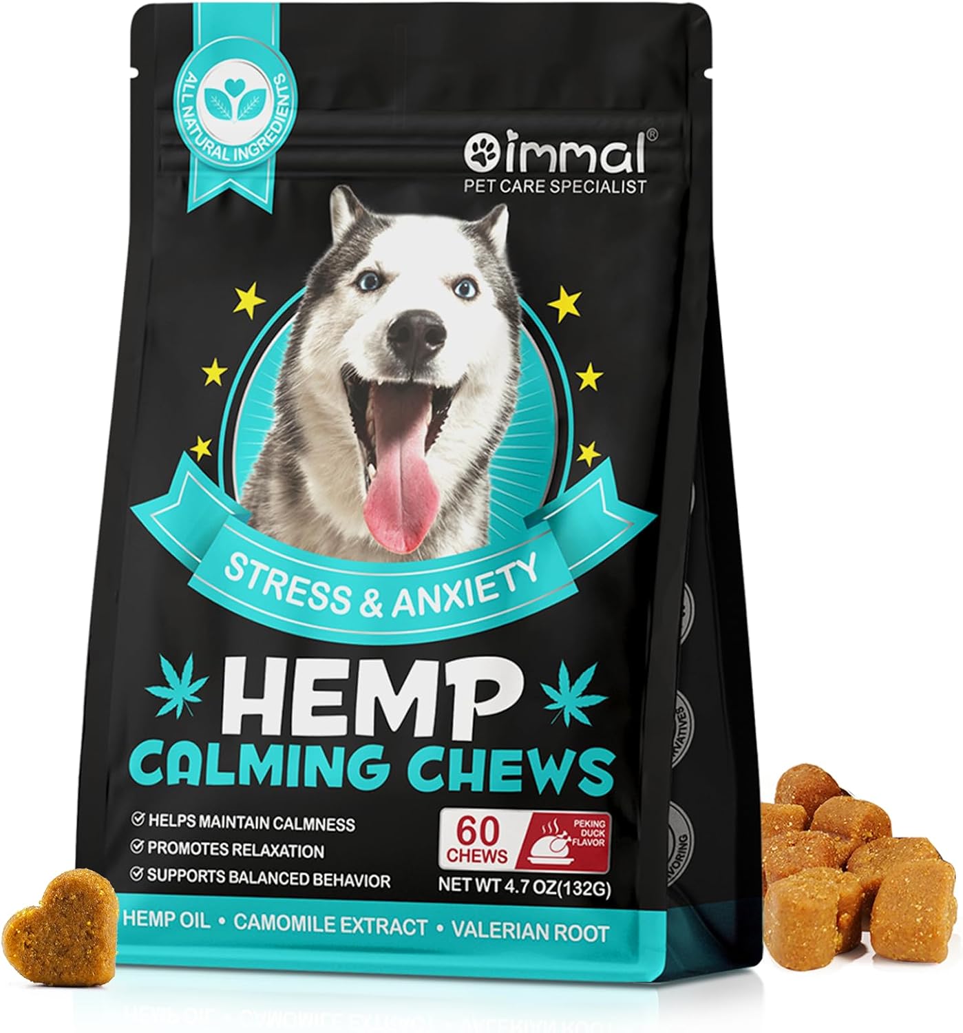 Dvoevivh Calming Chews for Dogs, Dog Calming Treats Anxiety Relief Natural Soothing Supplement, Dog Stress & Dog Anxiousness - Helps Aid with Thunder, Fireworks, Chewing & Barking