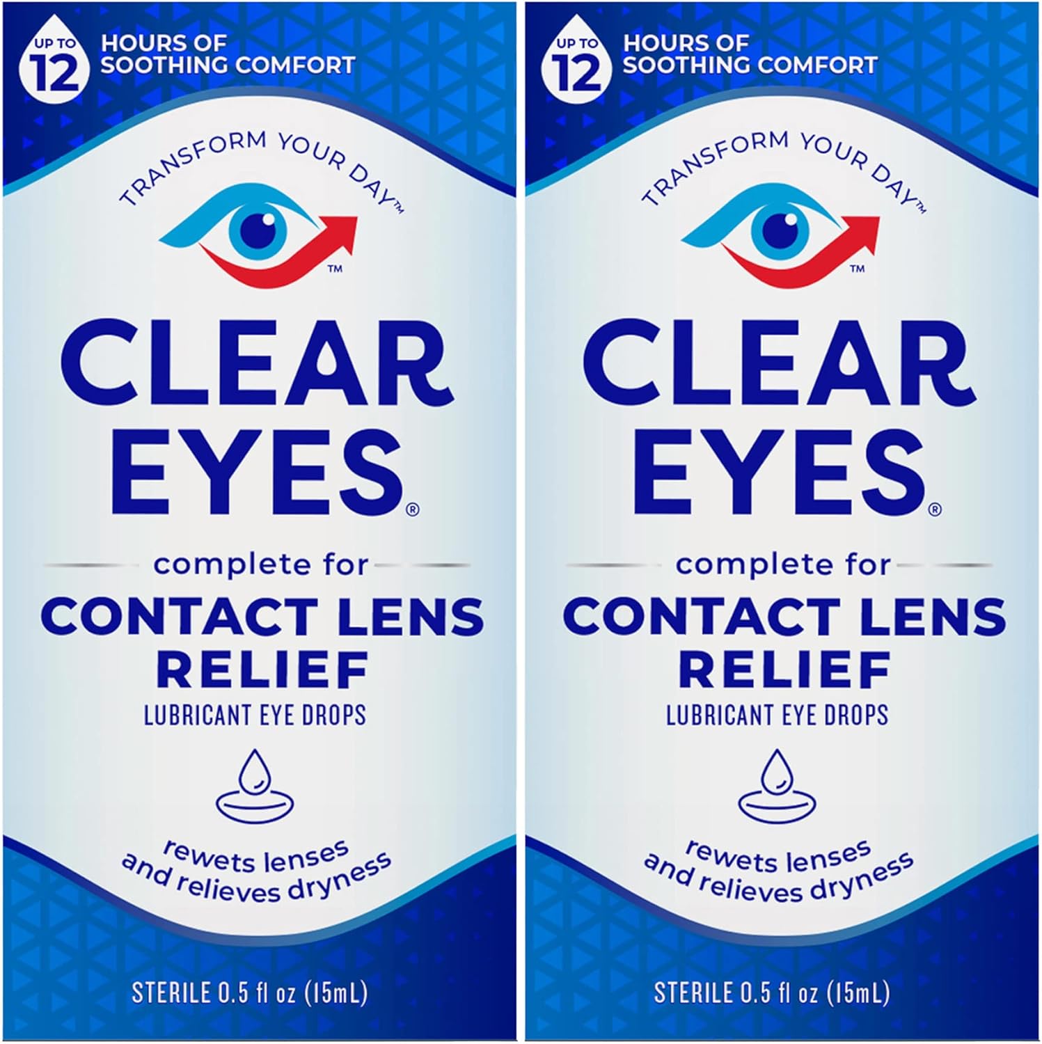 Clear Eyes Eye Drops, Contact Lens Multi-Action Relief,2 Count