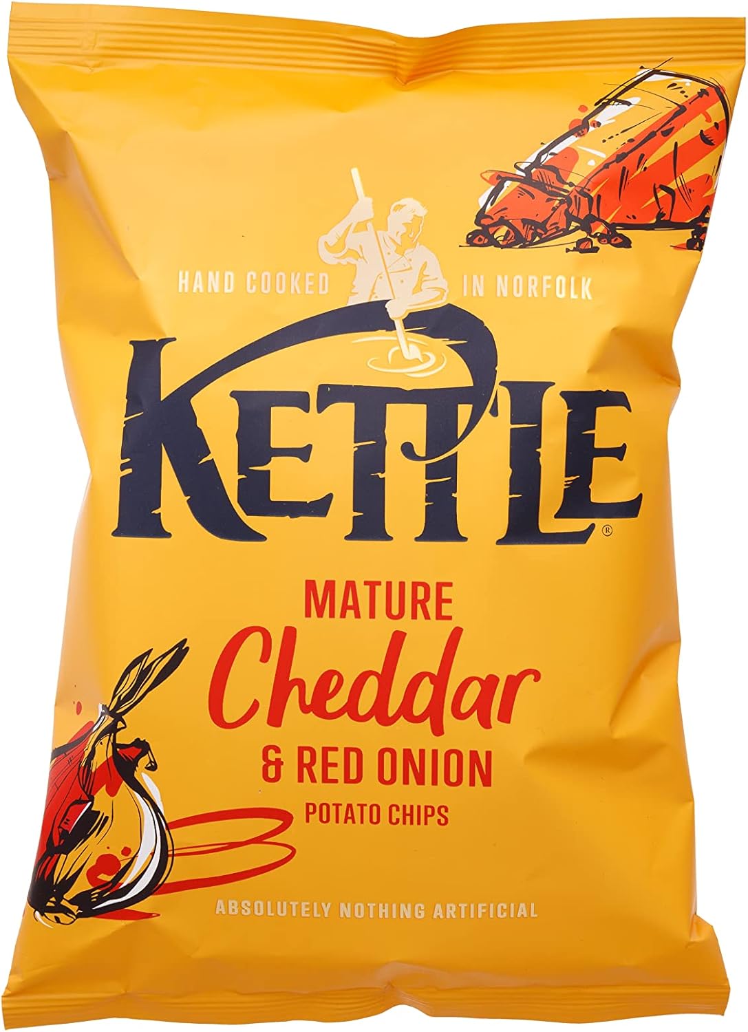 Kettle Mature Cheddar & Red Onion Chips, 130g