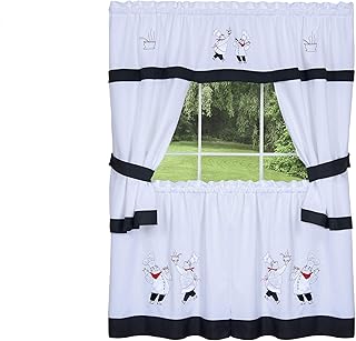 Achim Home Furnishings 58-Inch by 24-Inch Gourmet Embellished Cottage Topper with 58-Inch by 36-Inch Swaggers for Windows, Multicolor