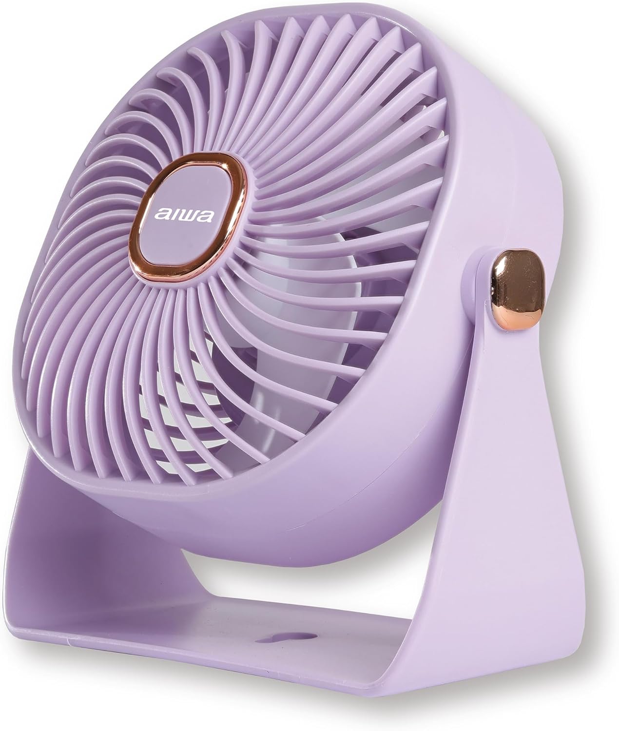 Aiwa Desk Fan, USB-C Rechargeable Mini 4” Desk Fan, Ultra-Powerful, 3 Speed, 270° Head Rotation, Personal Desktop Fan of Office Home & Car, 80 Minutes Runtime, Low Noise, Wall Mountable (Violet)