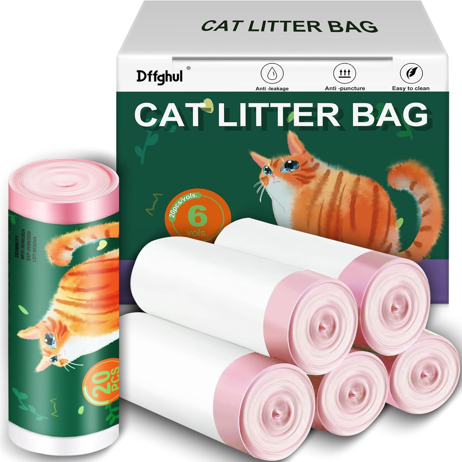 Cat Litter Box Liners,Kitty Litter Bags Liners 120 pk,21.6“x11.8”,Unscented Drawstrings Thick Cat Litter Liners,Disposable Litter Box Bags,Leak Proof Cat Liners For Litter Box