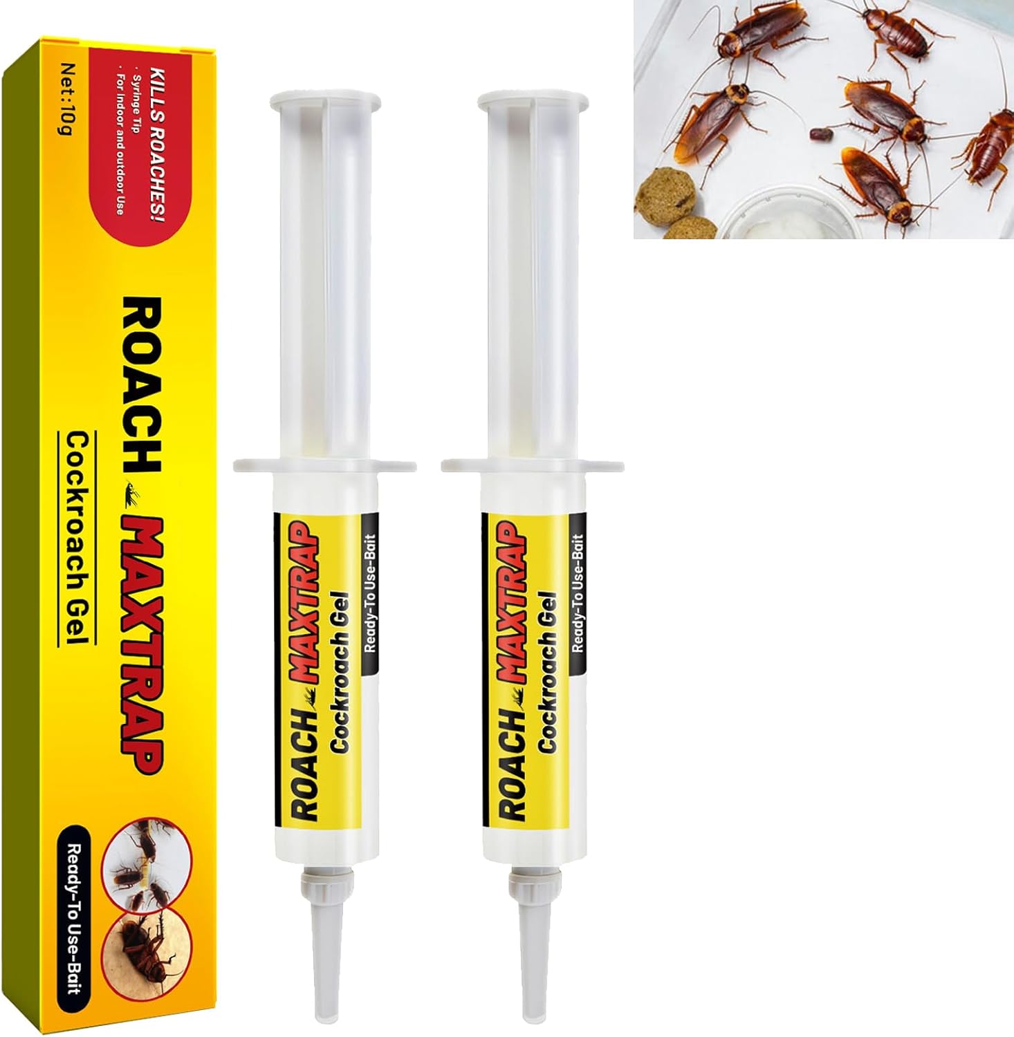 Ready to Use Cockroach Killer,Bait Smart Cockroach Trap Sticky Indoor Traps,Roach Trap Master,Used in Areas Like Under the Sink,Behind Toilets,Behind Appliances,Wall Cracks,Holes,Dark Corners,2pcs
