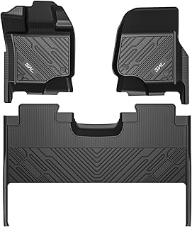 3W Floor Mats Fit for 2015-2023 2024 Ford F150 SuperCrew Cab/F-150 Lightning SuperCrew Cab, TPE All Weather Floor Liner Custom Fit Car Accessories Full Set Car Liners for 2nd Row with Storage