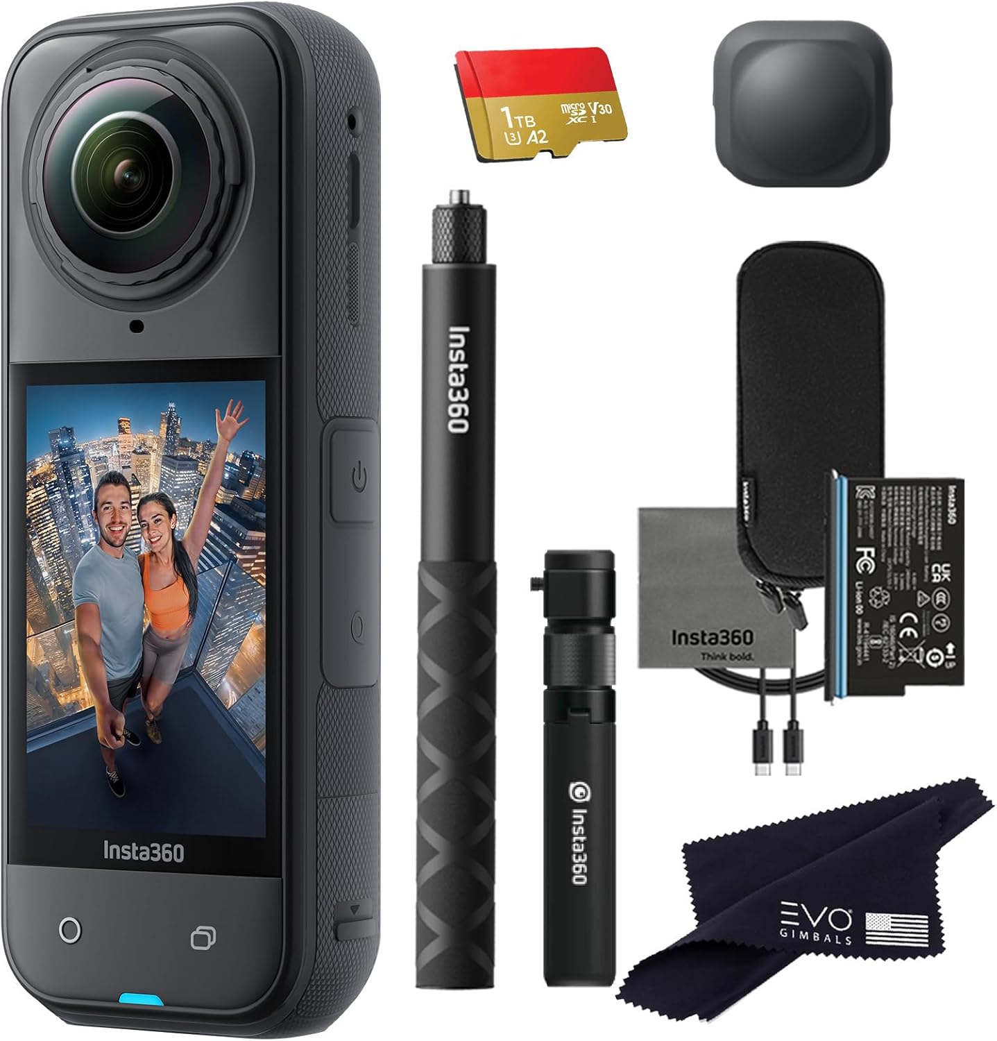 insta360 X5 Bullet Time Bundle-8K Waterproof 360 Action Camera with 1/1.28" 48MP Sensors, 8K 360 HDR Video, 72MP 360 Photo, 4K Single-Lens |Bundle Includes Bullet Time, Lens Cap (1TB)