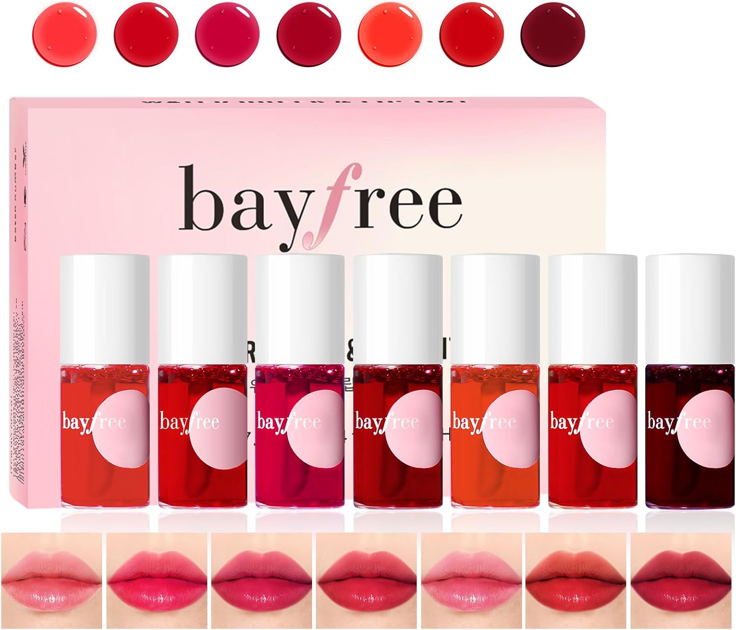 bayfree Lip Tint Stain Set, Lip Stain Long Lasting Waterproof, Lightweight, Non-sticky, Transfer-Proof, Matte Finish (fruit land)