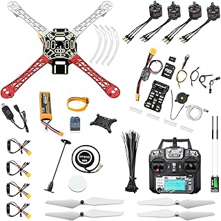HAWK’S WORK F450 Drone Kit to build, Frame + Pixhawk + GPS + Power Module + ESC + Brushless Motor + Prop + Battery + RC Transmitter & Receiver + Accessory + Guild Book & Video (Set A)