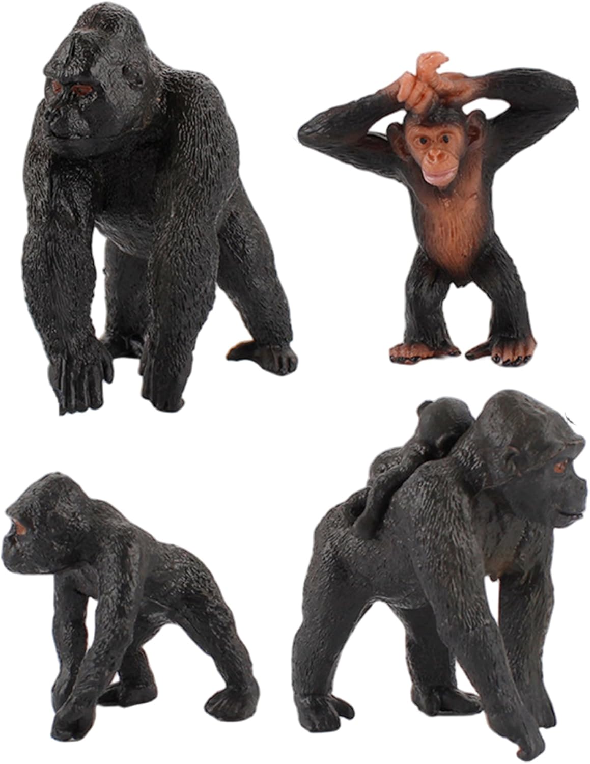 Whyzsjnclg Gorilla Statue, Gorilla Figurine 4Pcs 4 Style Realistic PVC Statue Educational & Decorative Animal Figurines for Home, School