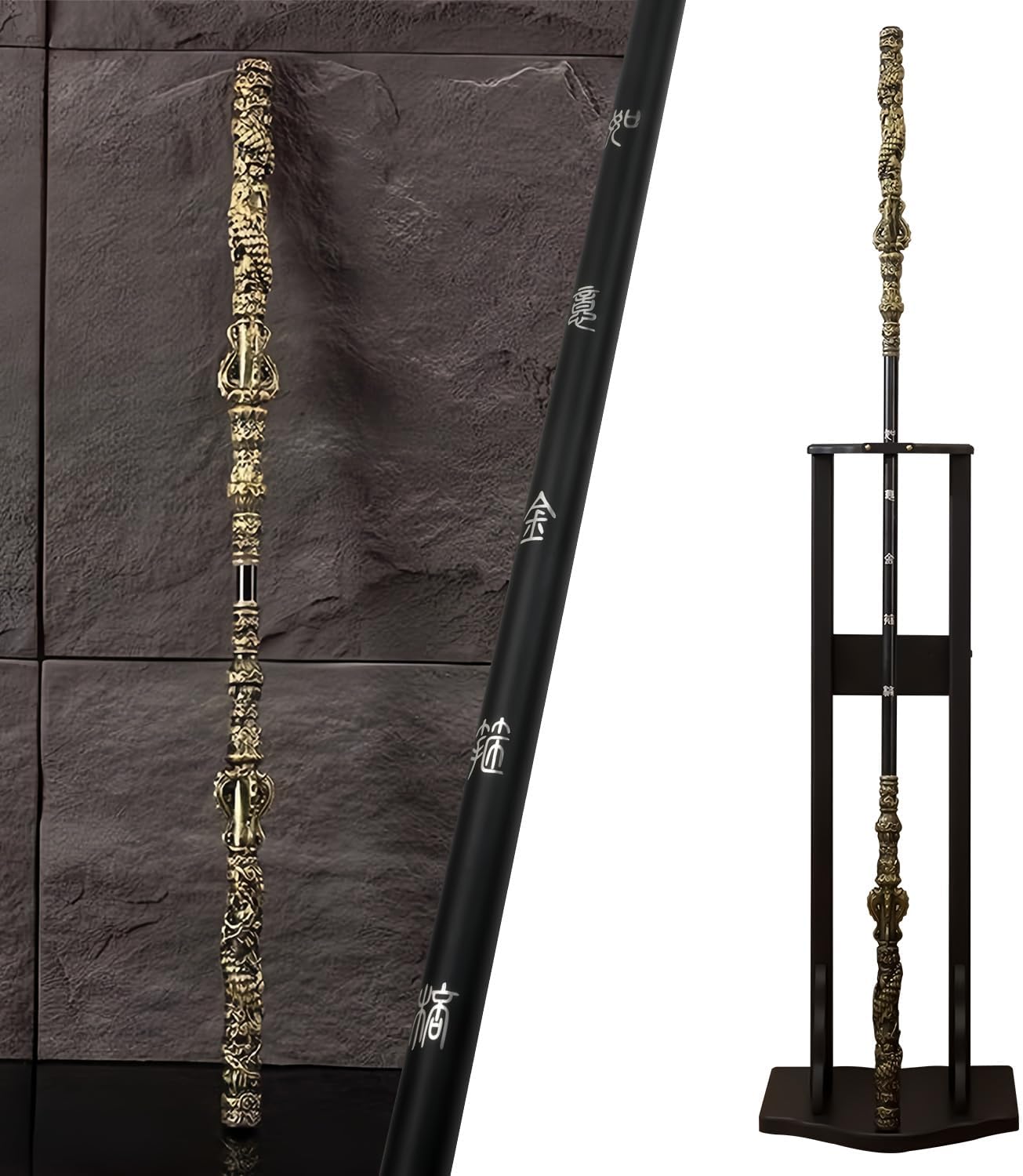 71 inch Long Black Myth Wukong Staff, Retractable, Length Lockable, PU Material(High Strength Soft Rubber) & Alloy, Ruyi Jingu Bang, 1:1 Restoration of Reality, Sun Wukong Staff, Collections for Fans