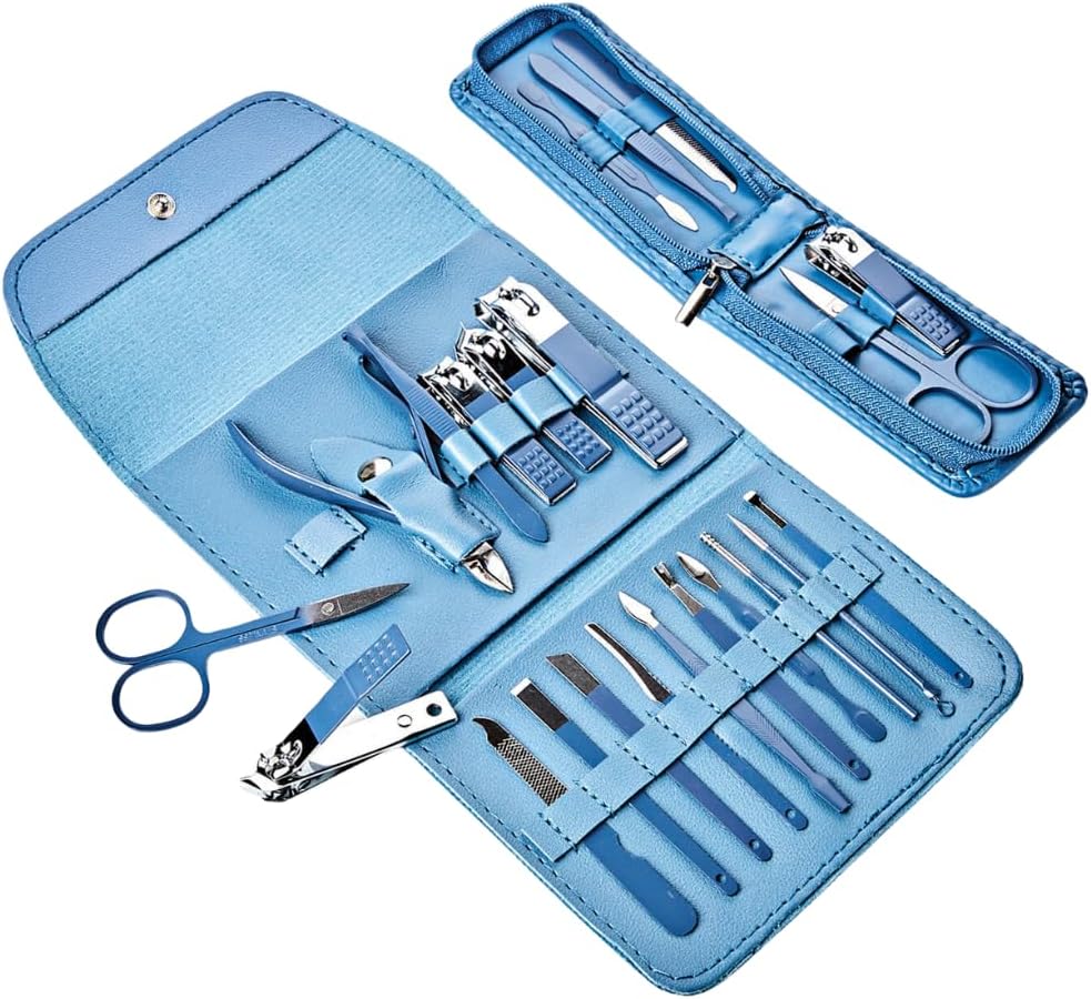 Coopers of Stortford - 16-Piece Manicure Set with Travel Case - Rust-Resistant Nail Clippers, Complete Hand & Foot Care Kit