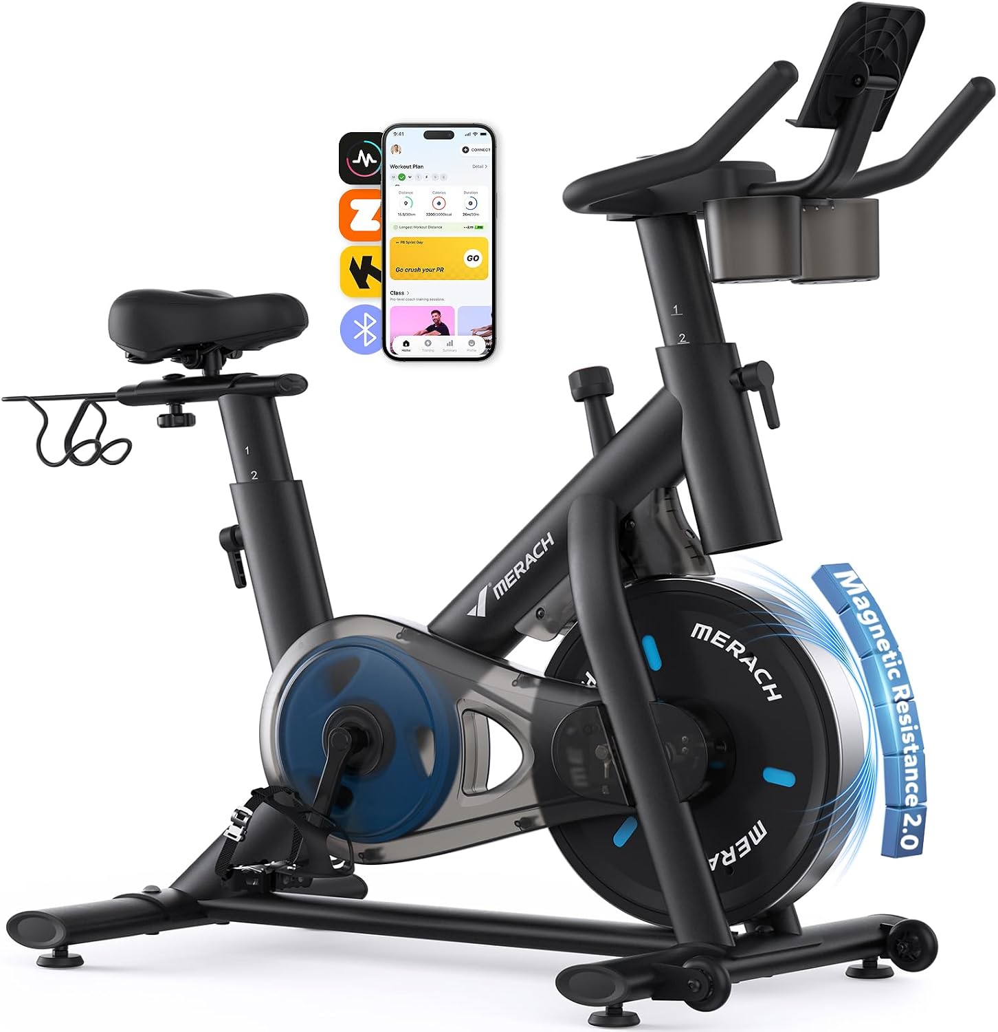 MERACH Exercise Bike, Smart Training System, Quiet Comfort Ride