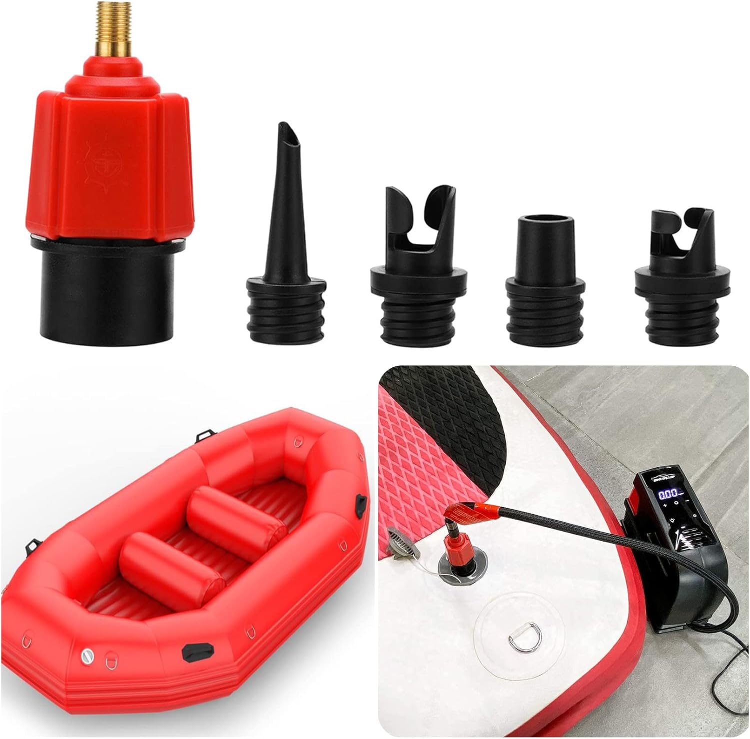 Air Valve Converter Sup Pump Valve Adapter, Paddle Board Pump, Inflatable Pump Adaptors, Paddleboard Accessories,Universal Air Pump Adapters for Inflatable Boat,Stand Up Paddle Board(Red)