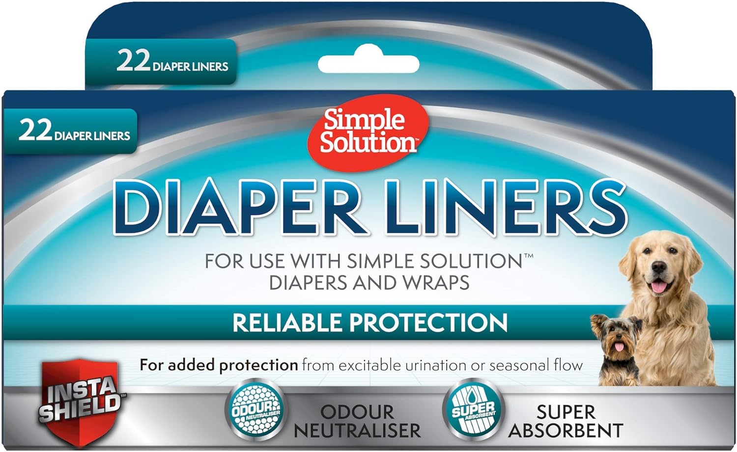 Simple Solution Disposable Dog Diaper Liners, Ultra Absorbency - 22 pack