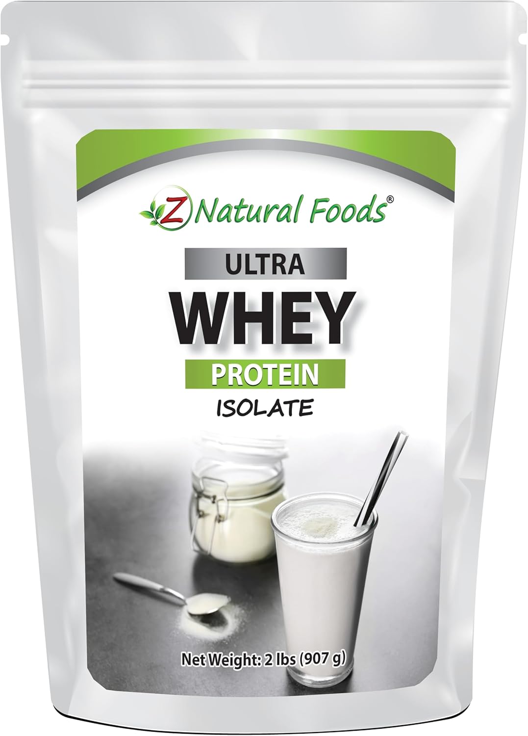 Z Natural Foods Ultra Whey Protein Isolate Powder - Pure, Unflavored, Unsweetened Whey Protein Powder - Flavorless Whey Isolate with Vital Proteins for Fitness, Sports Nutrition, Immune Support, 2 lbs