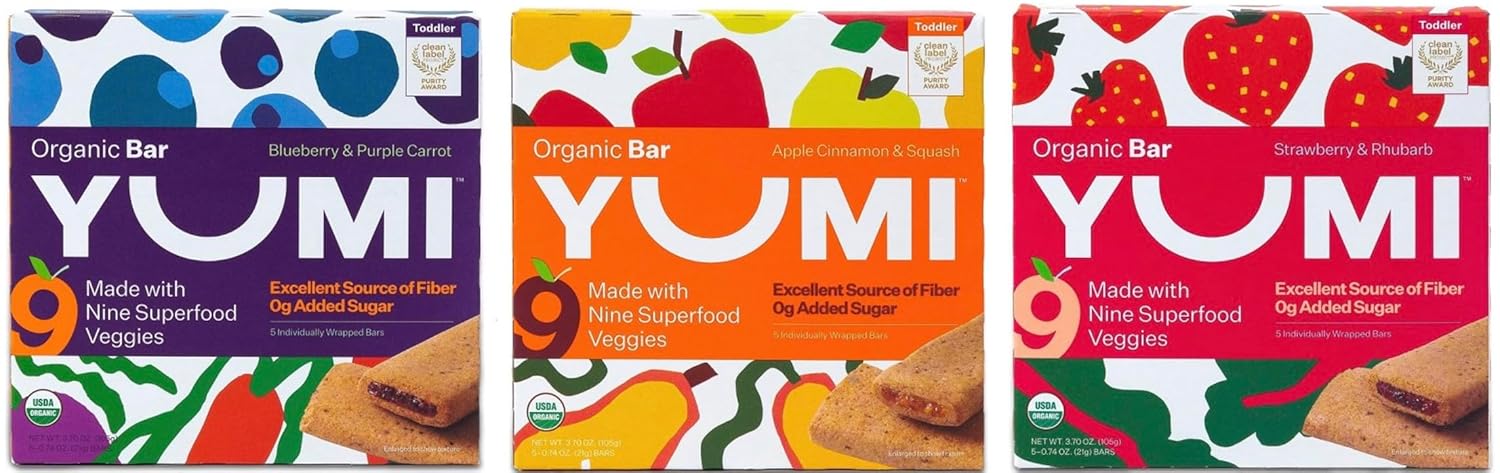 Good Times Fulfillment Yumi Organic Toddlers Bars - Variety 3-Pack. Plus GTF Sticker & Chocolate Starlight Mint