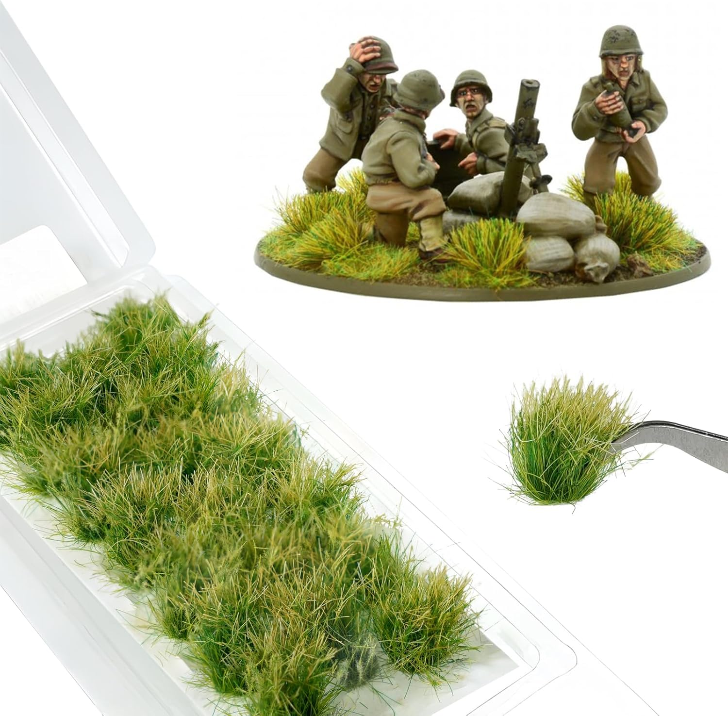 Warmtree 20 Pcs Static Grass Bushy Tufts Lowland Shrubs Scenery DIY Miniature for Train Landscape Railroad Scenery Sand Military Layout Model War Gaming Terrain (Autumn Green)