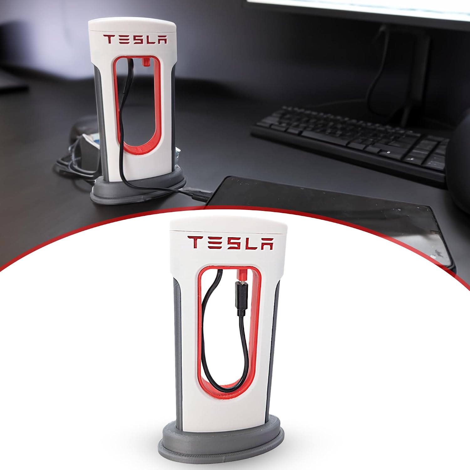Tesla Supercharger Replica Phone Charger – USB-C Charging Station Dock – Fast Charging for Android, iPhone – Tesla Model Y Accessories – Travel, Desk & Car Charging Hub