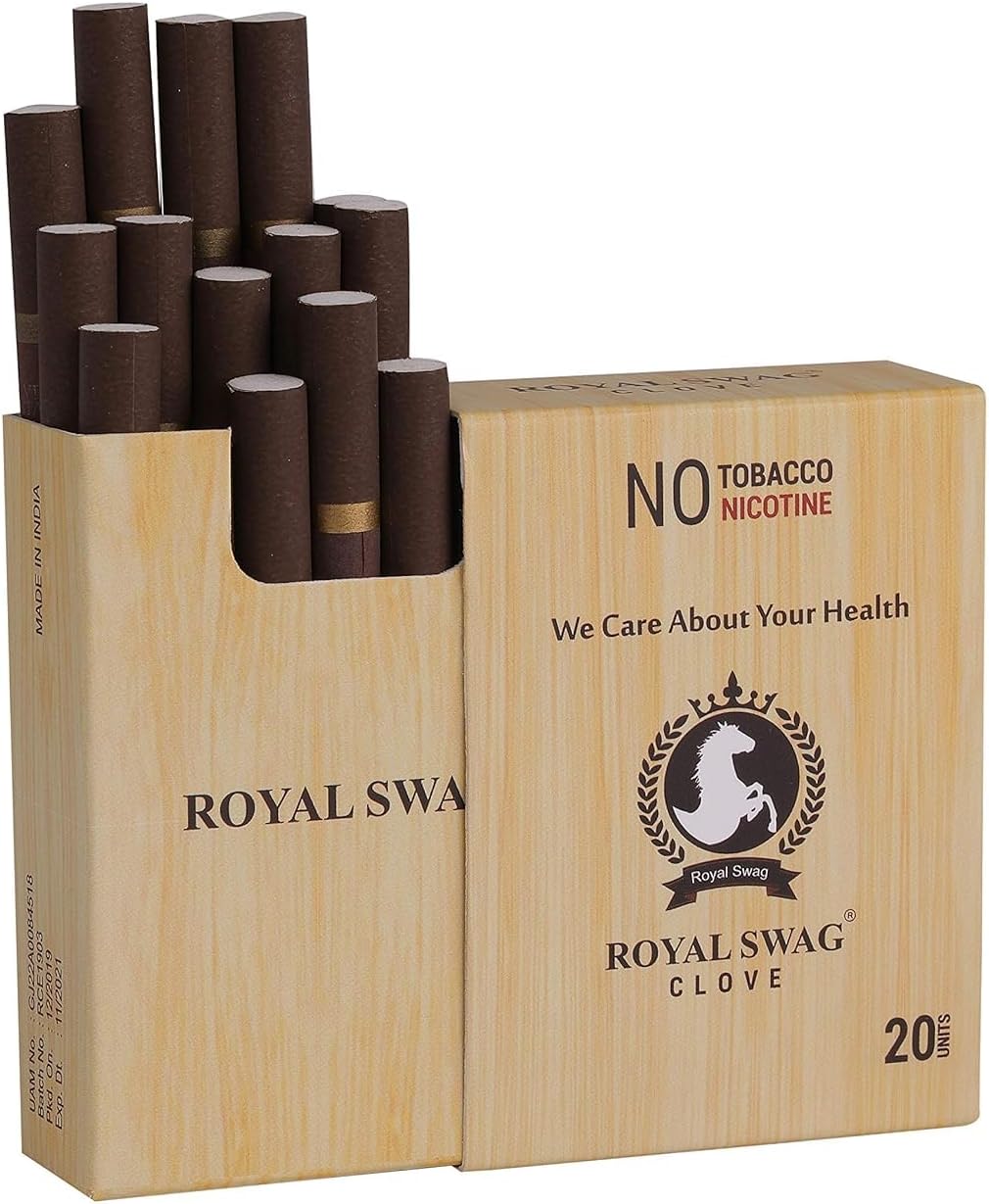 ROYAL SWAG Ayurvedic Herbal Cigarettes 100% Tobacco & Nicotine Free Clove Flavoured (20 Sticks/Box)