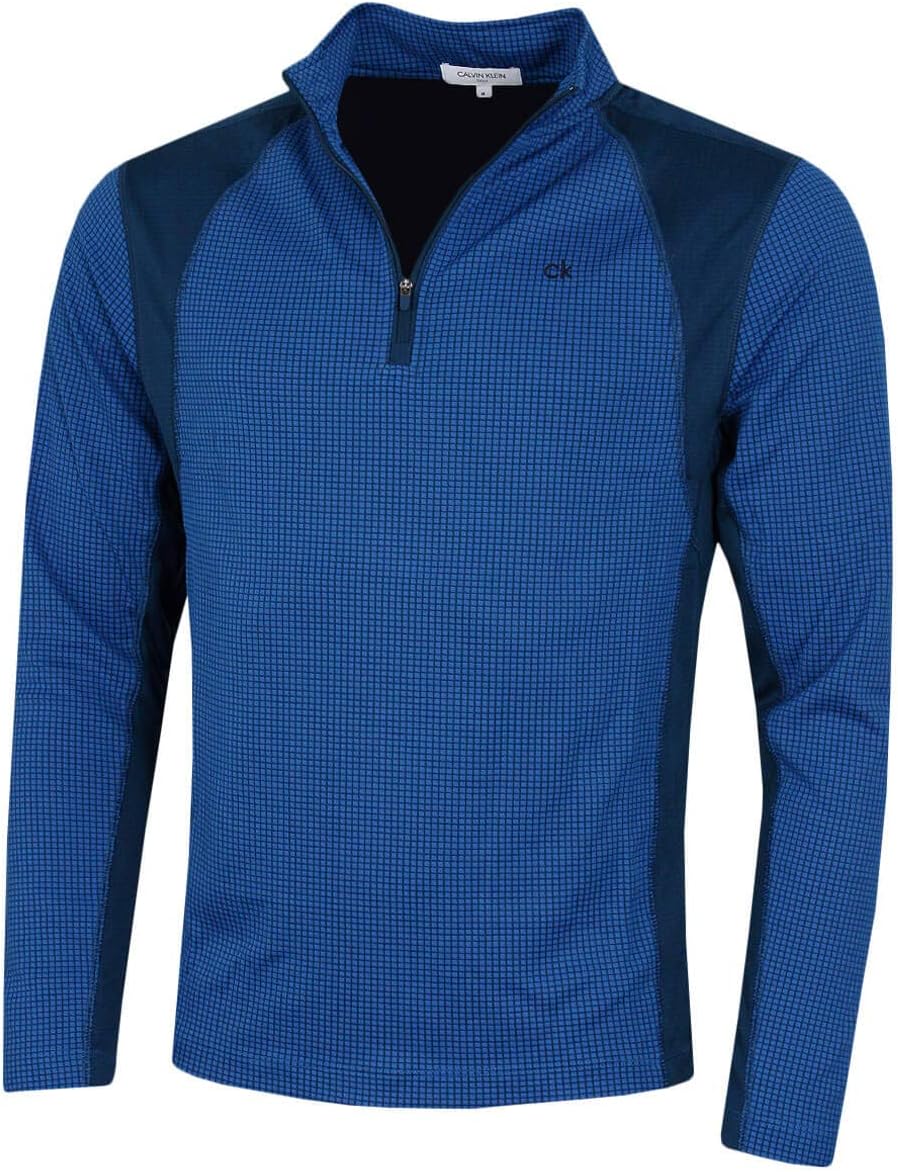 Calvin Klein Mens 2025 Micro Grid CK 1/2 Zip Mid Layer Baselayer