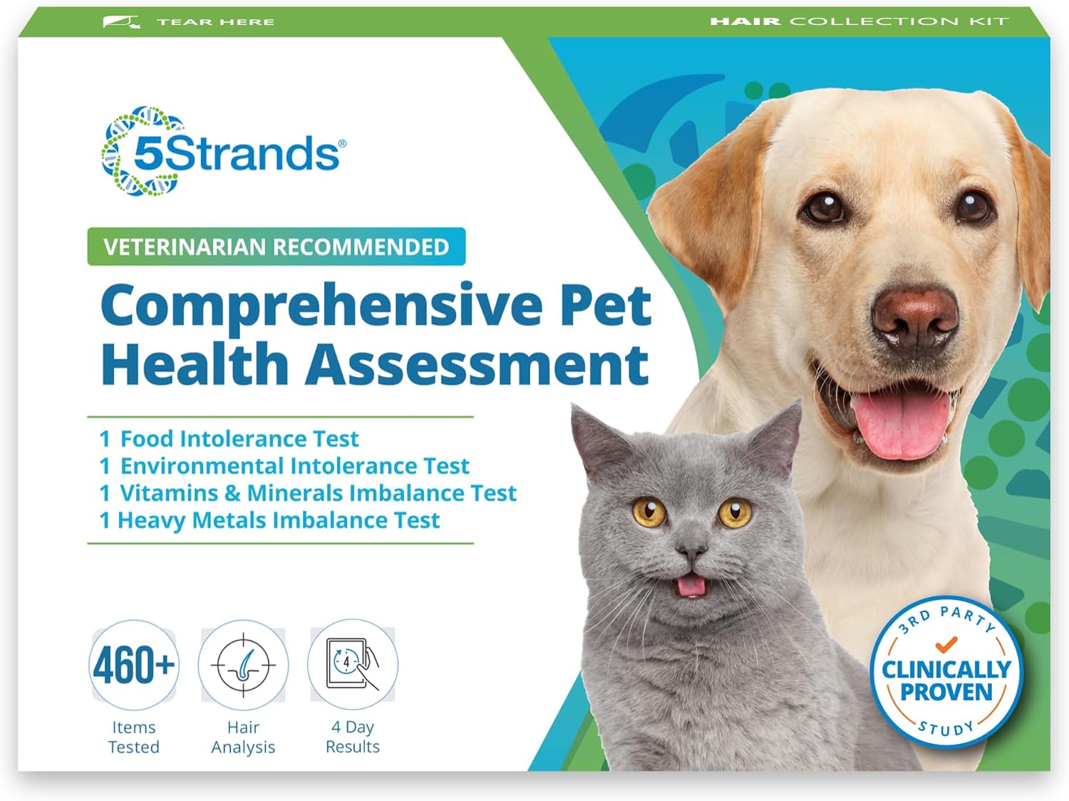 5Strands Pet Food & Environmental Intolerance Test for Dogs & Cats, Nutrition & Metals and Minerals Imbalances - at Home Sensitivity Testing, 481 Items, Results in 5 Days, All Ages and Breeds