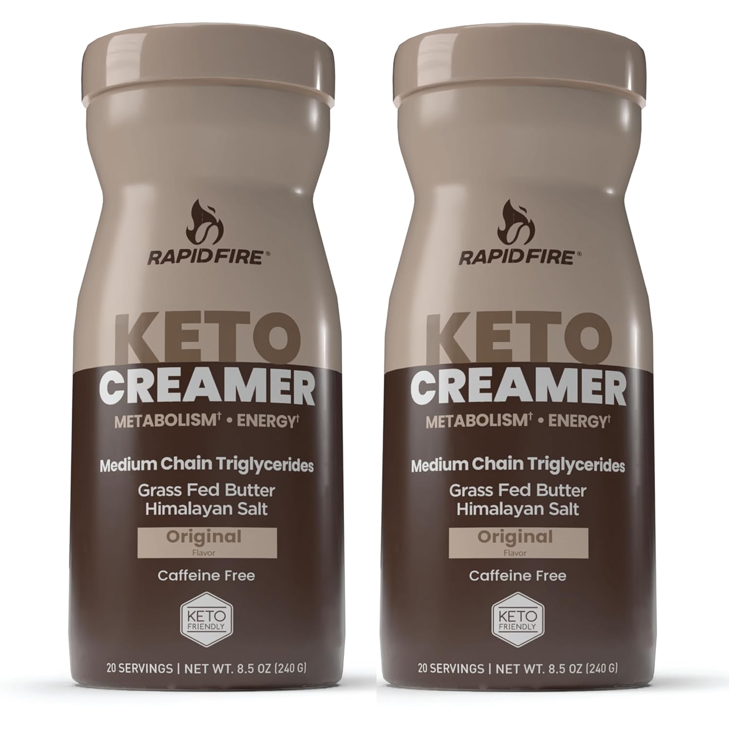 Rapid Fire Keto Creamer, Coffee Creamer with Grass Fed Butter, MCT Oil, Himalayan Pink Salt, Delicious Original Flavor, Energy Support, 2 Pack, 40 Servings