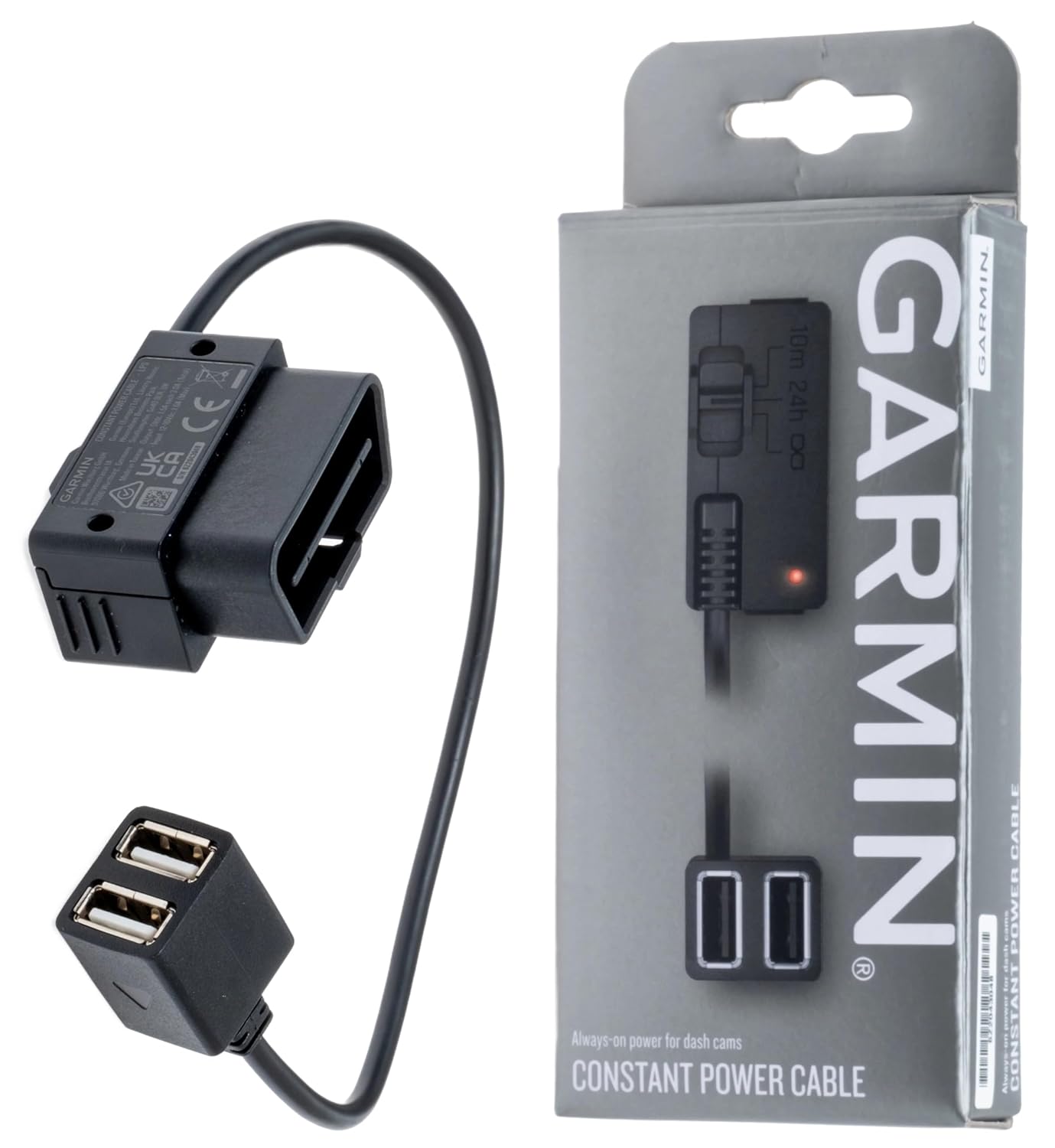 Constant Power Cable 010-12530-23, Compatible with Garmin Dash Cam, Fits Vehicle's OBD-II Port for Power Even When Parked and Turned Off