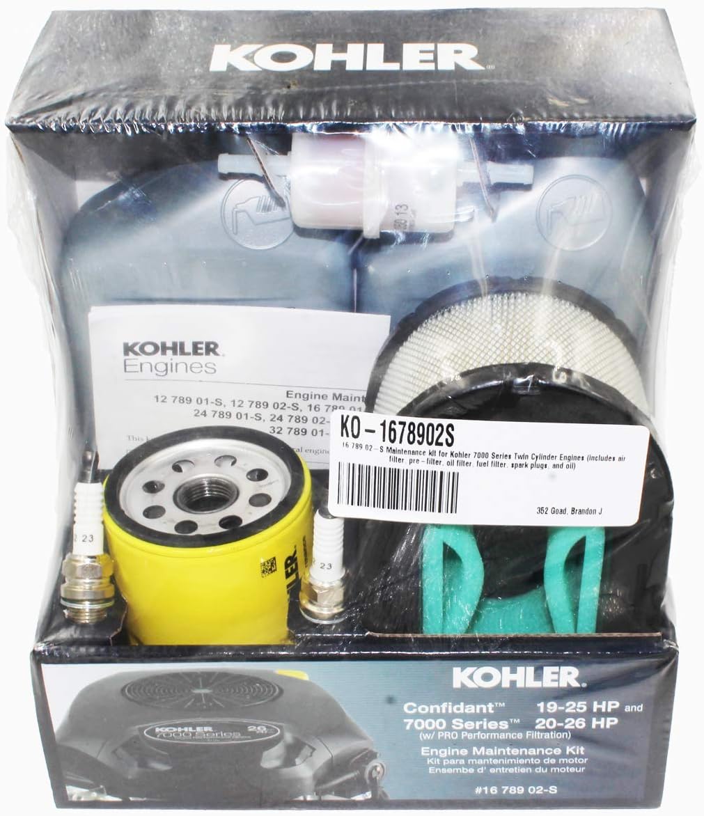 Kohler 16-789-02-S Kohler Confidant LPAC/7000 Series Engine Tune-Up Kit w/Pro Filter Genuine Original Equipment Manufacturer (OEM) Part,Lawn Mower