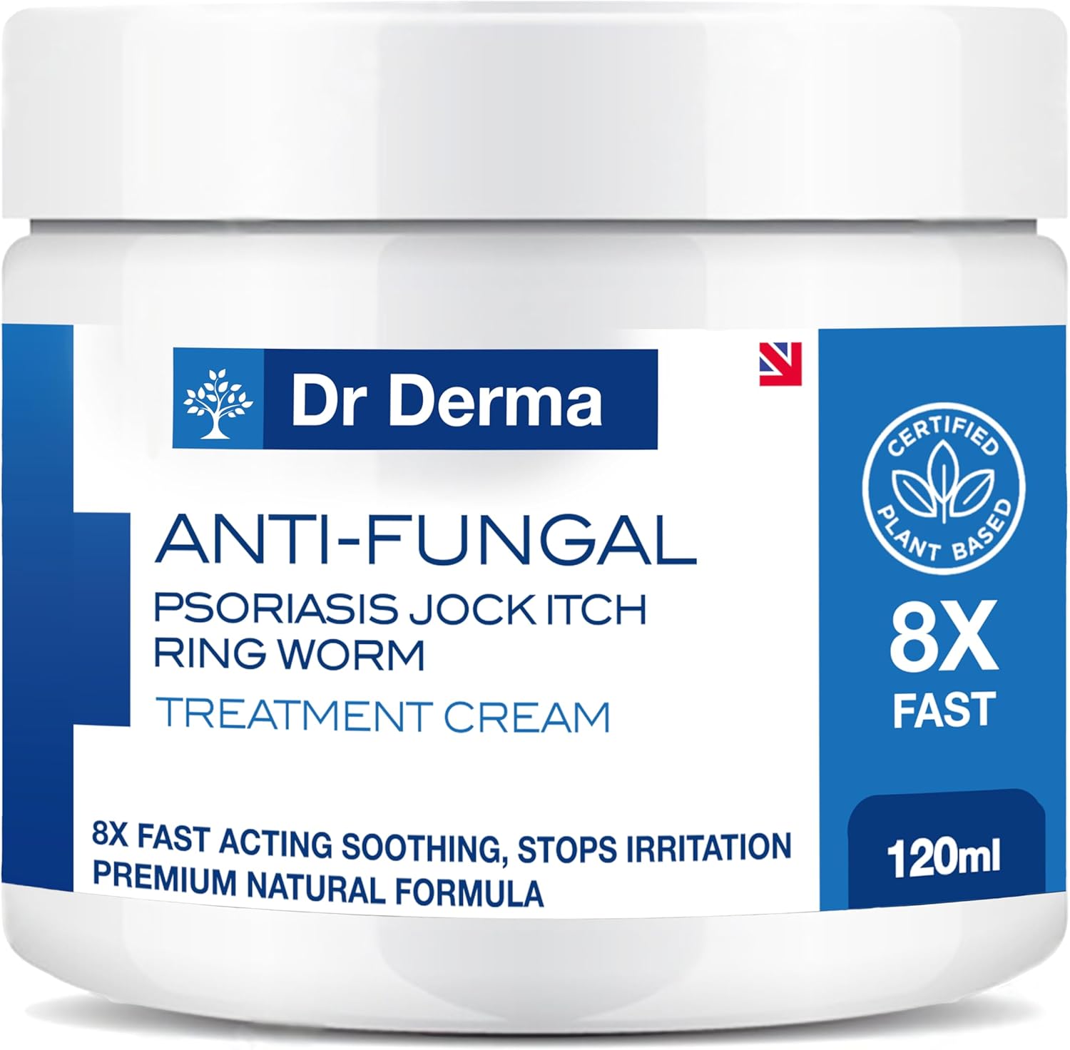 Antifungal Herbal Skin Cream | Athlete's Foot, Jock Itch, and Ringworm Care | Gentle Soothing Formula to Support Itchy Skin Ideal for Both Feet and Body | Made in The United Kingdom | (120ml)