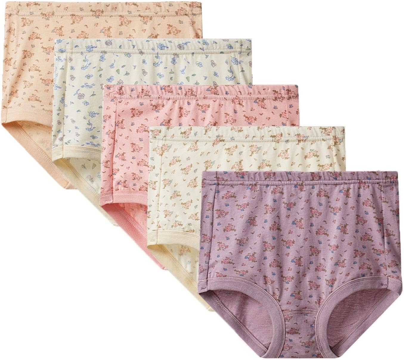 Ultra-Soft Cotton 5-Pack Plus Size Middle-aged And Elderly Women's Briefs Underwear Printed Grandma Seniors Ladies Underpants Panties