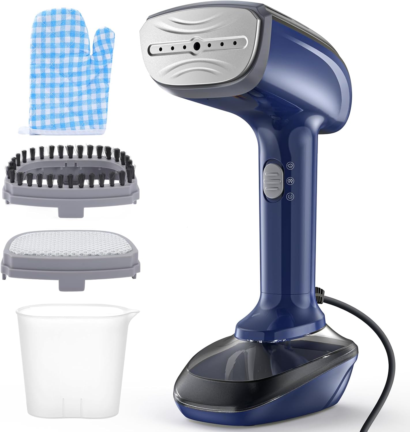 Powerful Handheld Fabric Steamer - 1800W with Fast Ceramic Heat-Up Plate, 2-in-1 Ironing & Wrinkle Remover, Steam Nozzle, Lint Brush - Blue, 220V