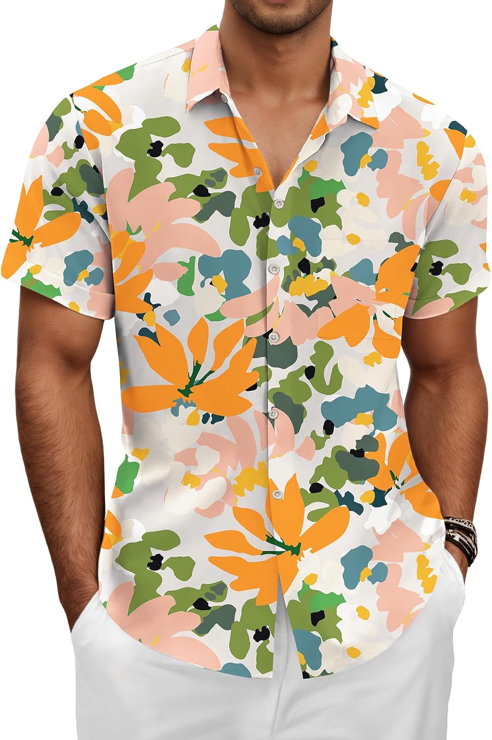 KYKU Hawaiian Shirt for Men: Beach Summer Mens Button Down Short Sleeve Shirt Tropical Vacation Casual Clothes